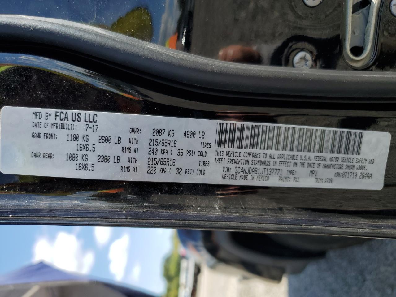 2018 Jeep Compass Sport VIN: 3C4NJDAB1JT137771 Lot: 71315495