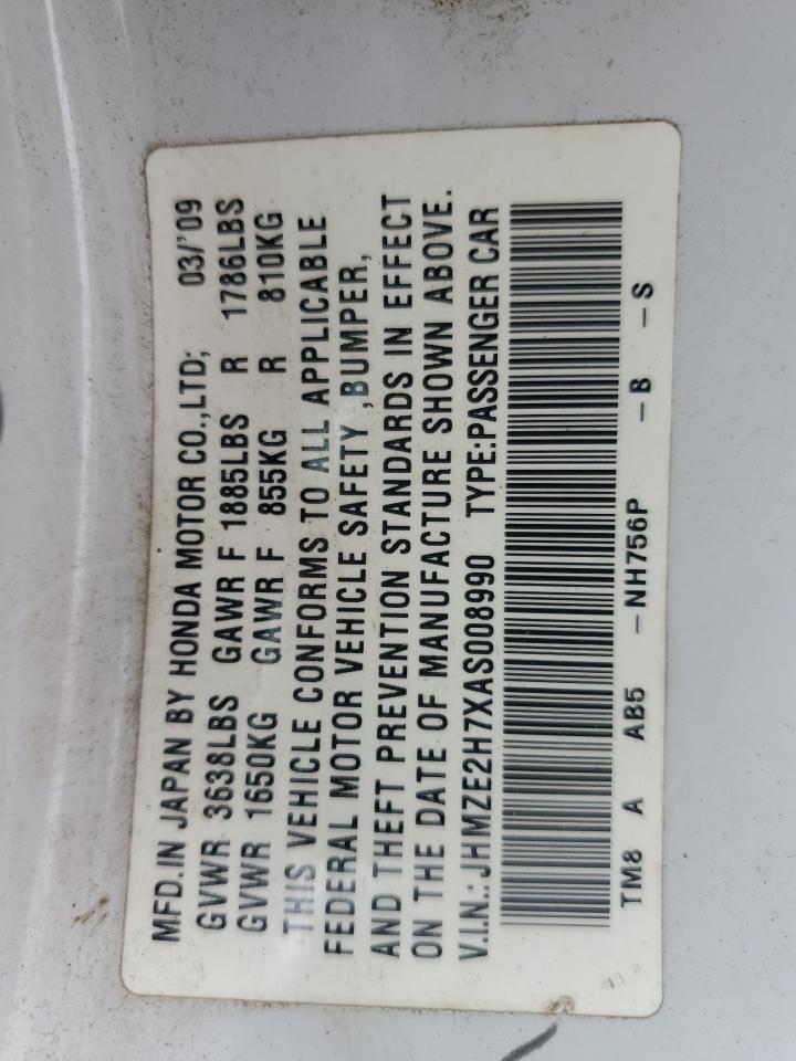 2010 Honda Insight Ex VIN: JHMZE2H7XAS008990 Lot: 83968365