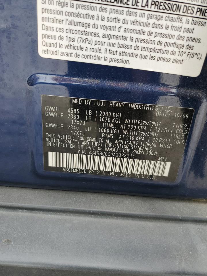 2010 Subaru Outback 2.5I Premium VIN: 4S4BRCCC0A3338211 Lot: 80895545