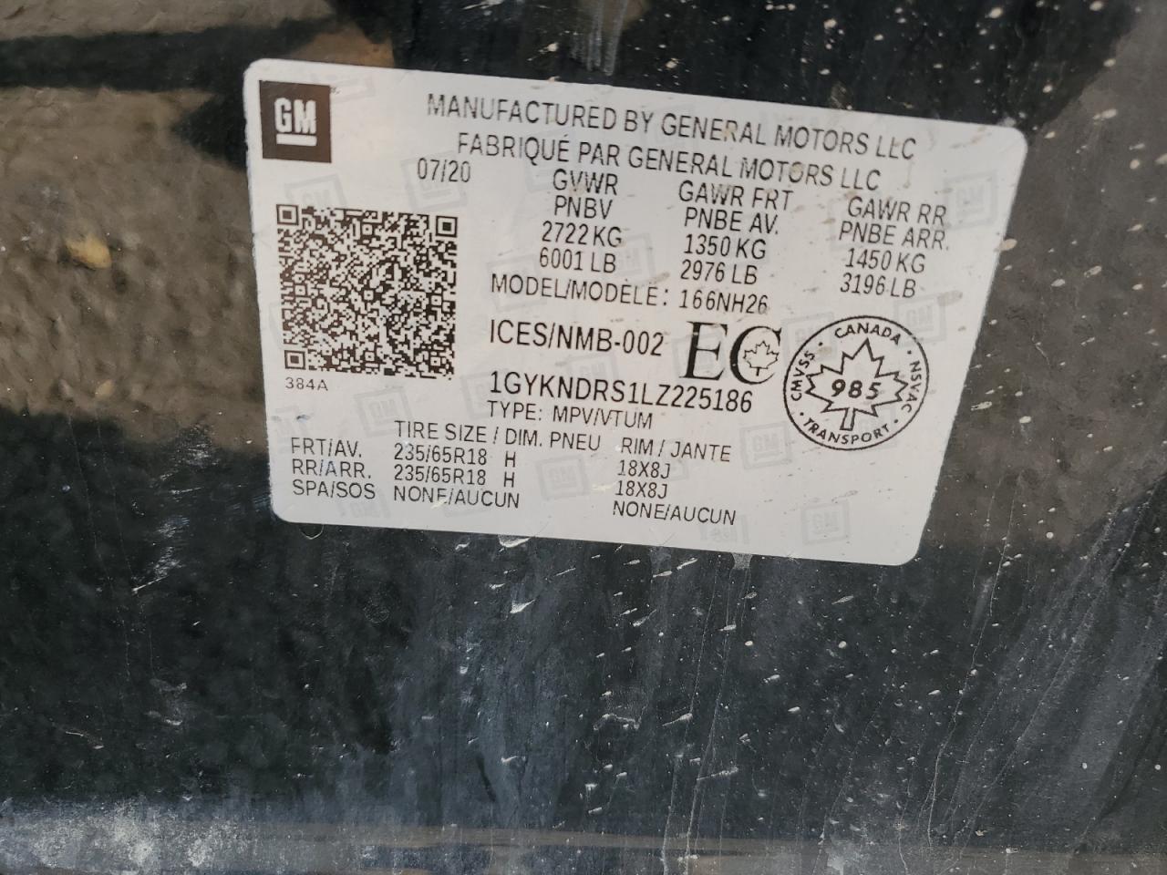 2020 Cadillac Xt5 Premium Luxury VIN: 1GYKNDRS1LZ225186 Lot: 71167605