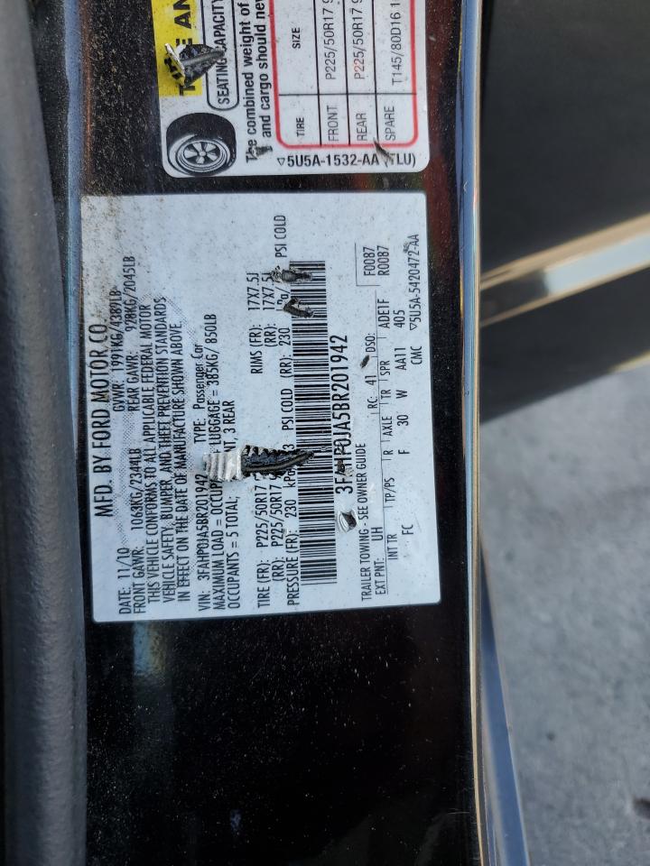 2011 Ford Fusion Sel VIN: 3FAHP0JA5BR201942 Lot: 81099985