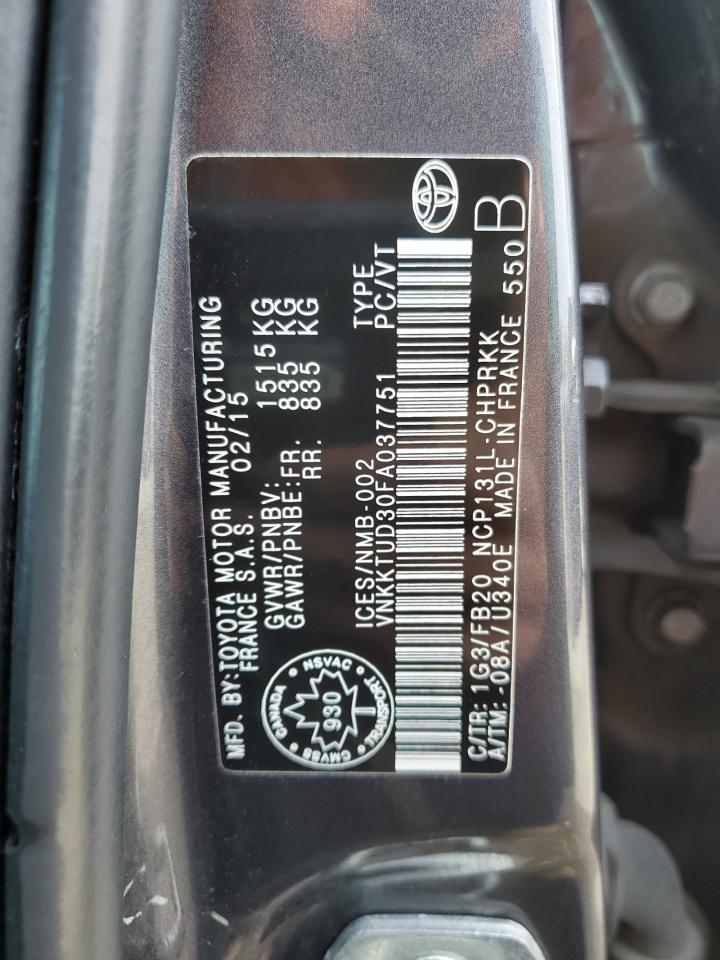 2015 Toyota Yaris VIN: VNKKTUD30FA037751 Lot: 81268755