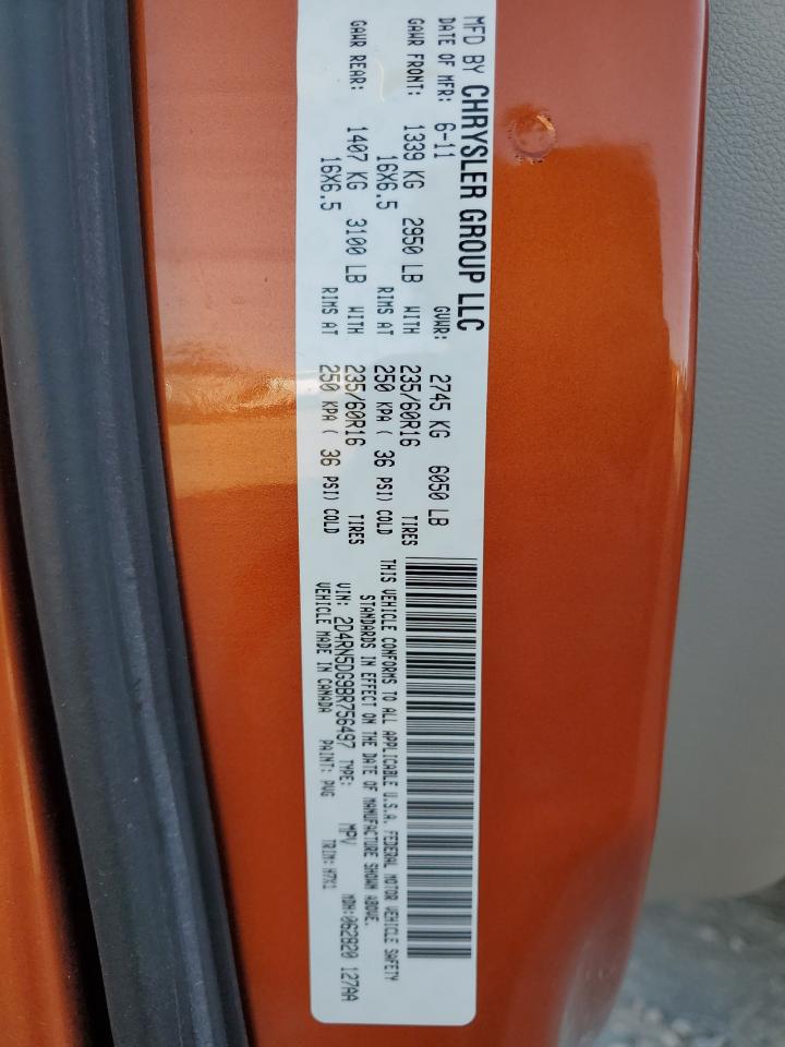 2011 Dodge Grand Caravan Crew VIN: 2D4RN5DG9BR756497 Lot: 71729205