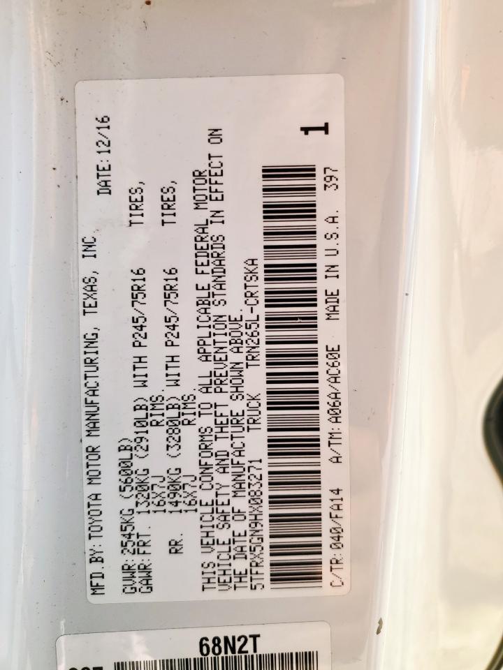 2017 Toyota Tacoma Access Cab VIN: 5TFRX5GN9HX083271 Lot: 81629045