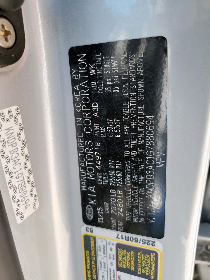 2016 Kia Sportage Lx VIN: KNDPB3AC1G7880694 Lot: 81135115