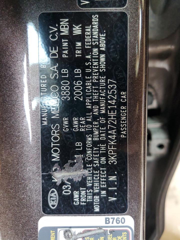 2017 Kia Forte Lx VIN: 3KPFK4A72HE142537 Lot: 72063455