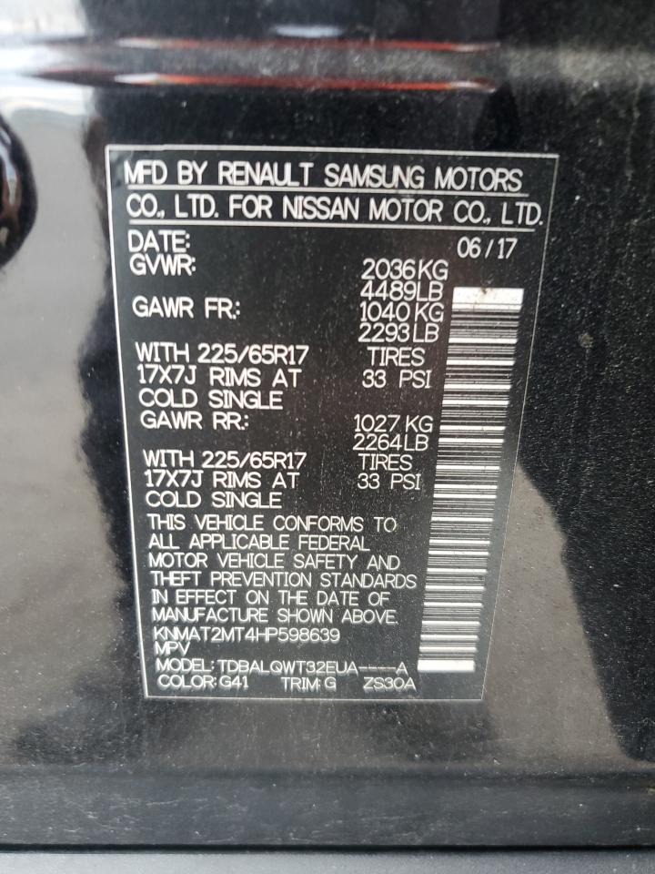 2017 Nissan Rogue S VIN: KNMAT2MT4HP598639 Lot: 80672625