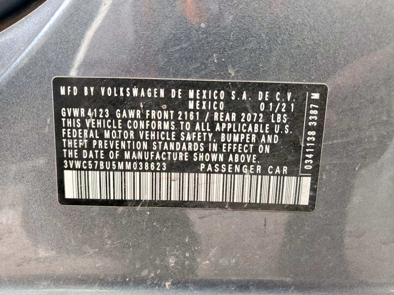 2021 Volkswagen Jetta S VIN: 3VWC57BU5MM038623 Lot: 80995575