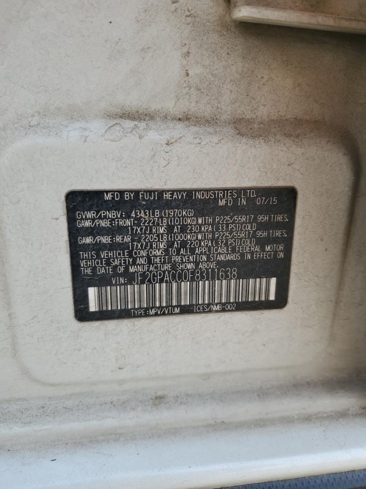 2015 Subaru Xv Crosstrek 2.0 Premium VIN: JF2GPACC0F8311638 Lot: 70427745