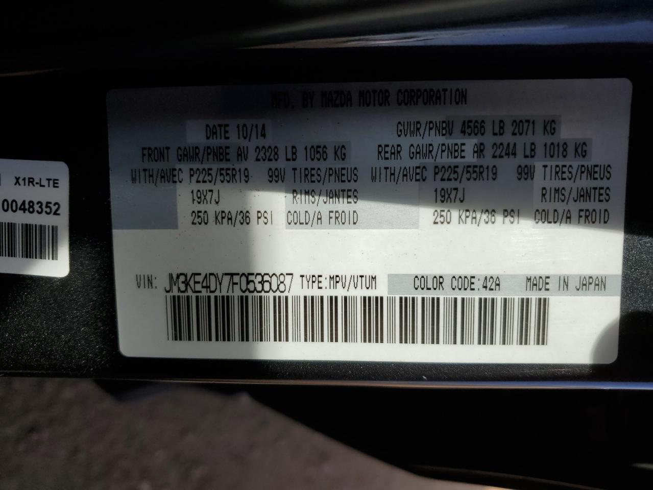 2015 Mazda Cx-5 Gt VIN: JM3KE4DY7F0536087 Lot: 80878185