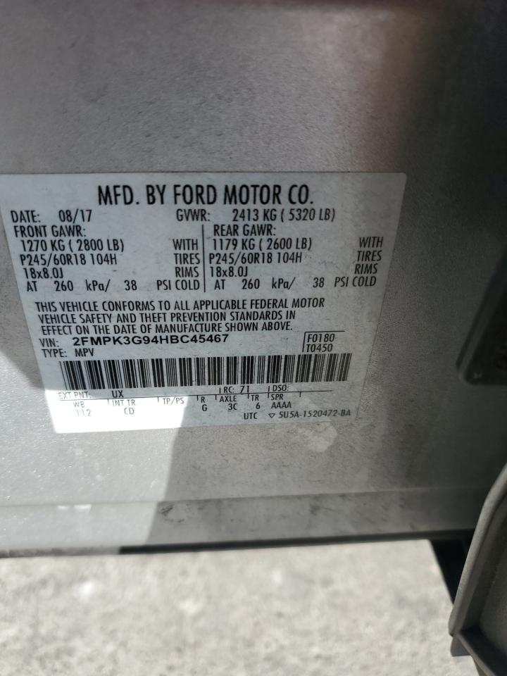 2017 Ford Edge Se VIN: 2FMPK3G94HBC45467 Lot: 81801025