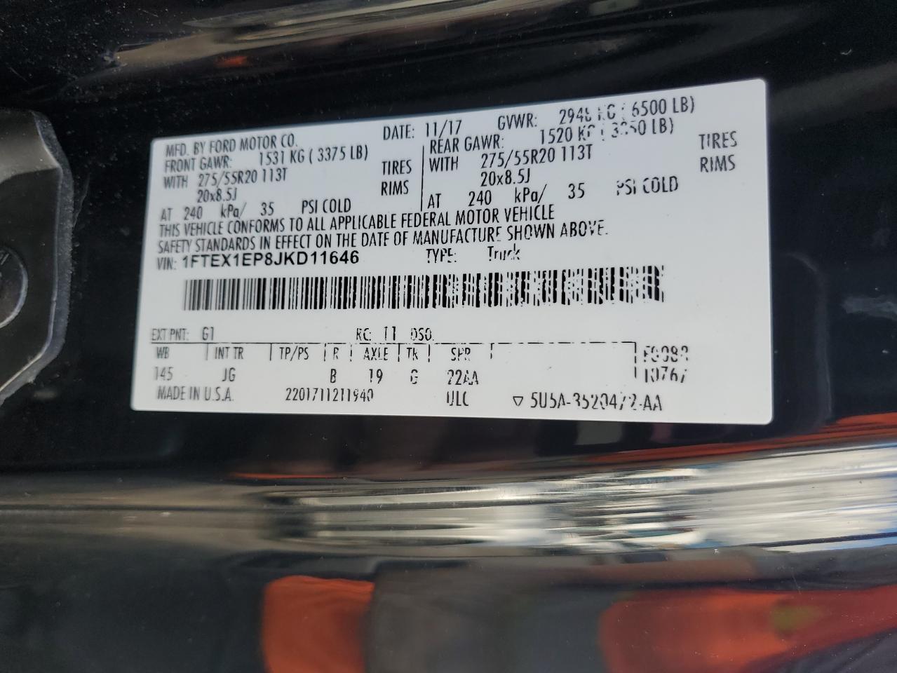 2018 Ford F150 Super Cab VIN: 1FTEX1EP8JKD11646 Lot: 83836765