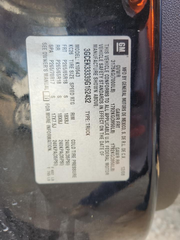 2009 Chevrolet Silverado K1500 Ltz VIN: 3GCEK33339G162432 Lot: 80145325