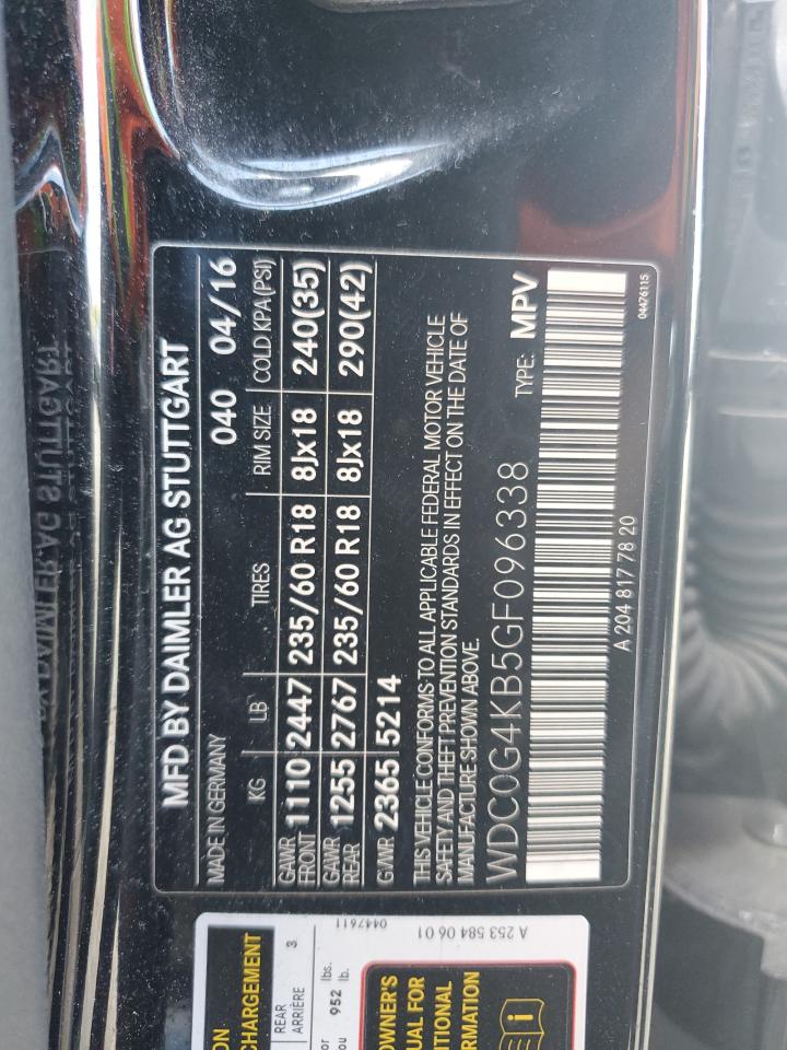 2016 Mercedes-Benz Glc 300 4Matic VIN: WDC0G4KB5GF096338 Lot: 84048665