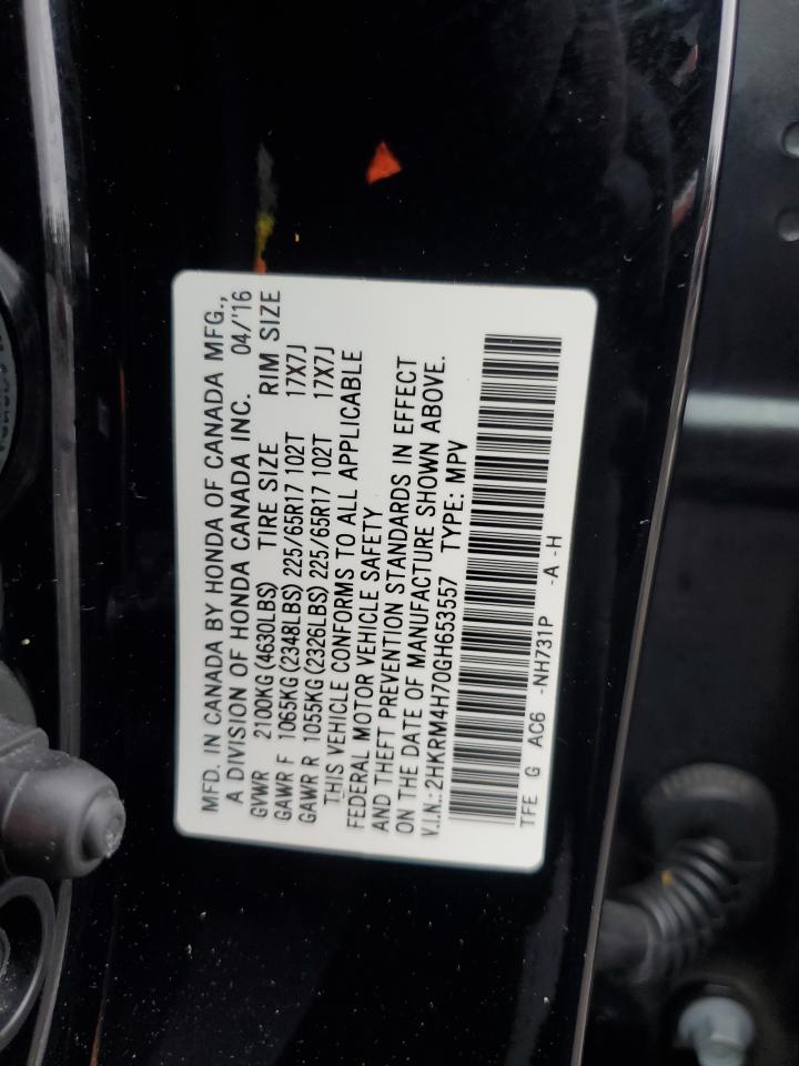 2016 Honda Cr-V Exl VIN: 2HKRM4H70GH653557 Lot: 82171975