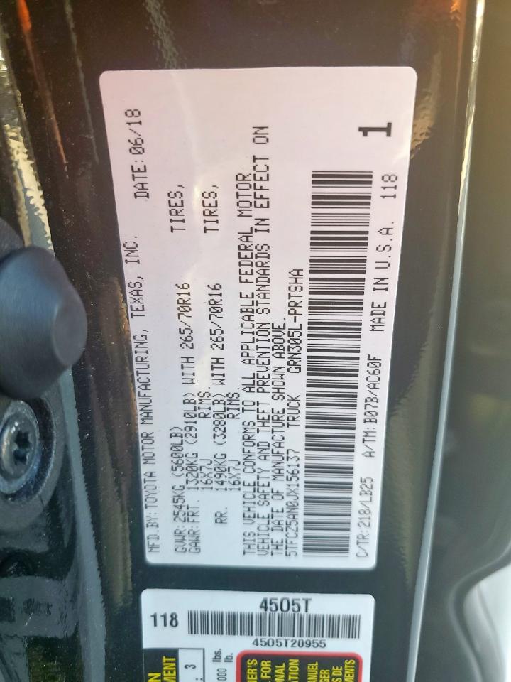 2018 Toyota Tacoma Double Cab VIN: 5TFCZ5AN0JX156137 Lot: 81966775