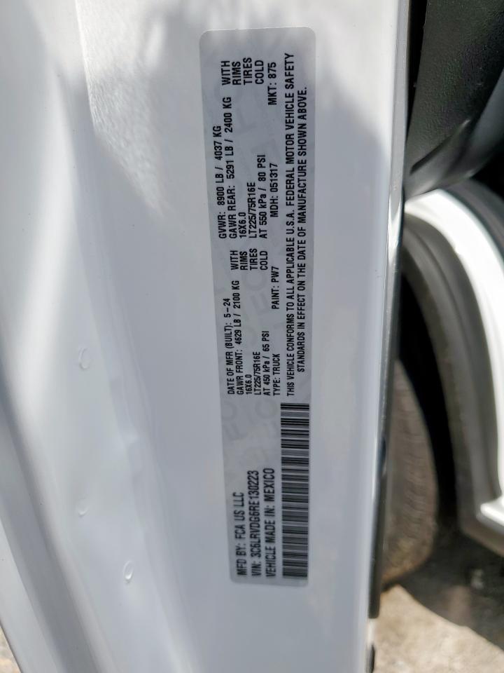 2024 Ram Promaster 2500 2500 High VIN: 3C6LRVDG6RE130223 Lot: 80306335