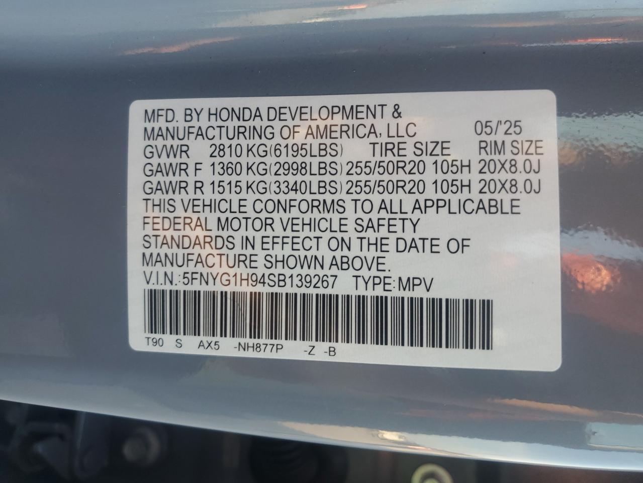 2025 Honda Pilot Black VIN: 5FNYG1H94SB139267 Lot: 81742905