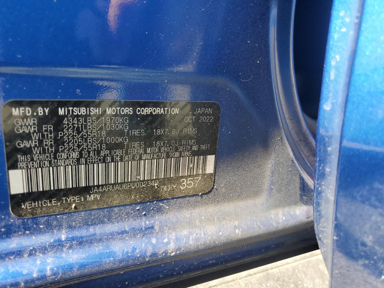 2023 Mitsubishi Outlander Sport S/Se VIN: JA4ARUAU6PU002349 Lot: 81413945