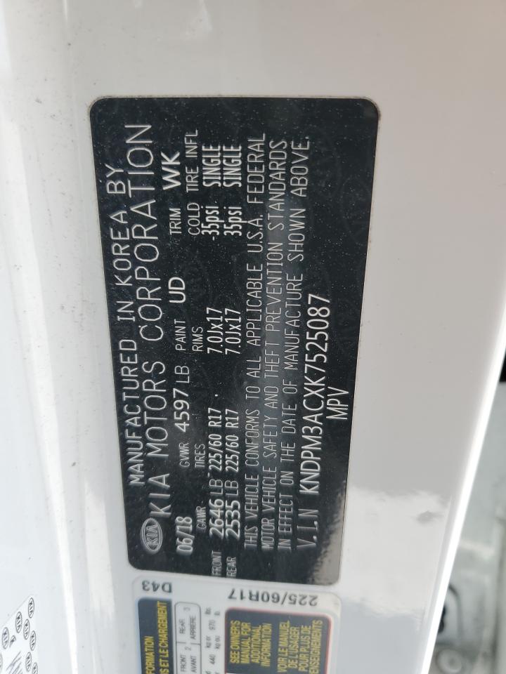 2019 Kia Sportage Lx VIN: KNDPM3ACXK7525087 Lot: 71635985