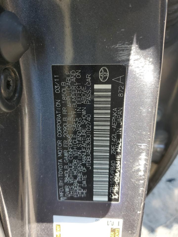 2011 Toyota Corolla Base VIN: JTDBU4EE3BJ102740 Lot: 81110875