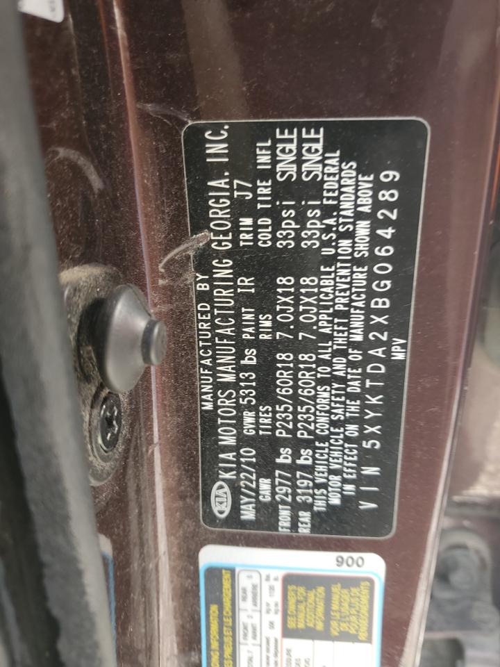 2011 Kia Sorento Base VIN: 5XYKTDA2XBG064289 Lot: 71465645