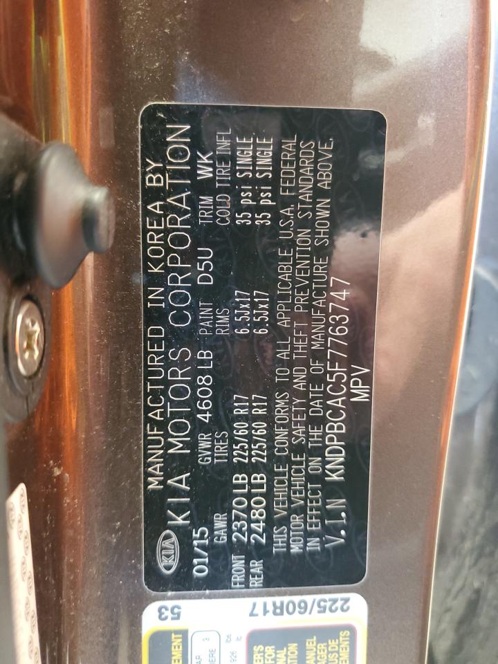 2015 Kia Sportage Lx VIN: KNDPBCAC5F7763747 Lot: 81829185