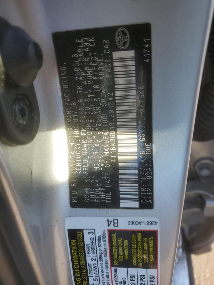 2008 Toyota Avalon Xl VIN: 4T1BK36B18U291542 Lot: 80507945