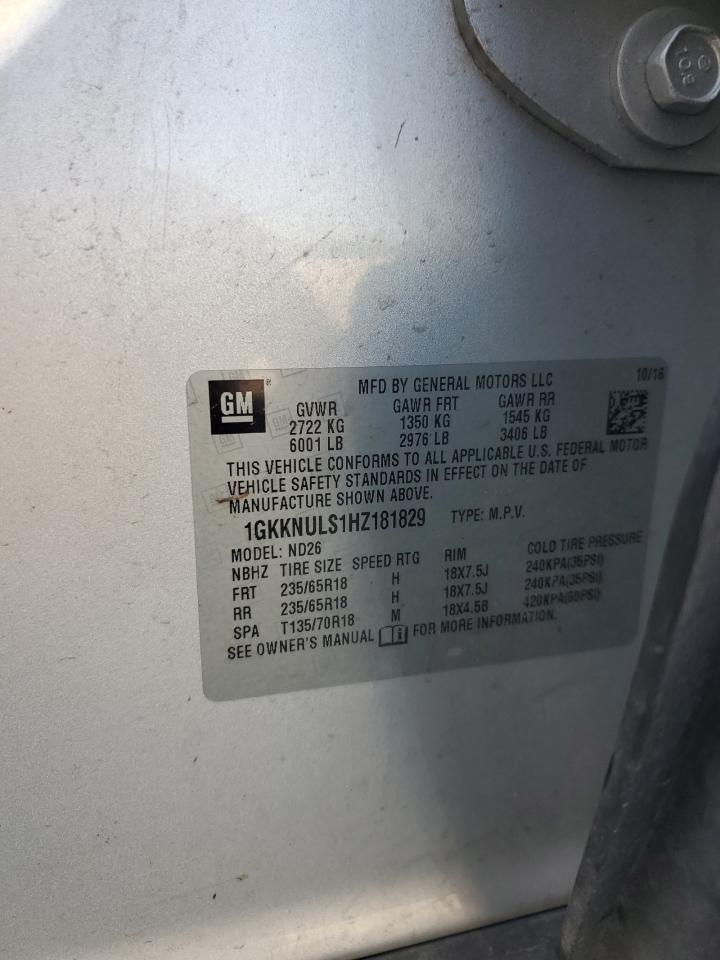 2017 GMC Acadia Slt-1 VIN: 1GKKNULS1HZ181829 Lot: 72041305