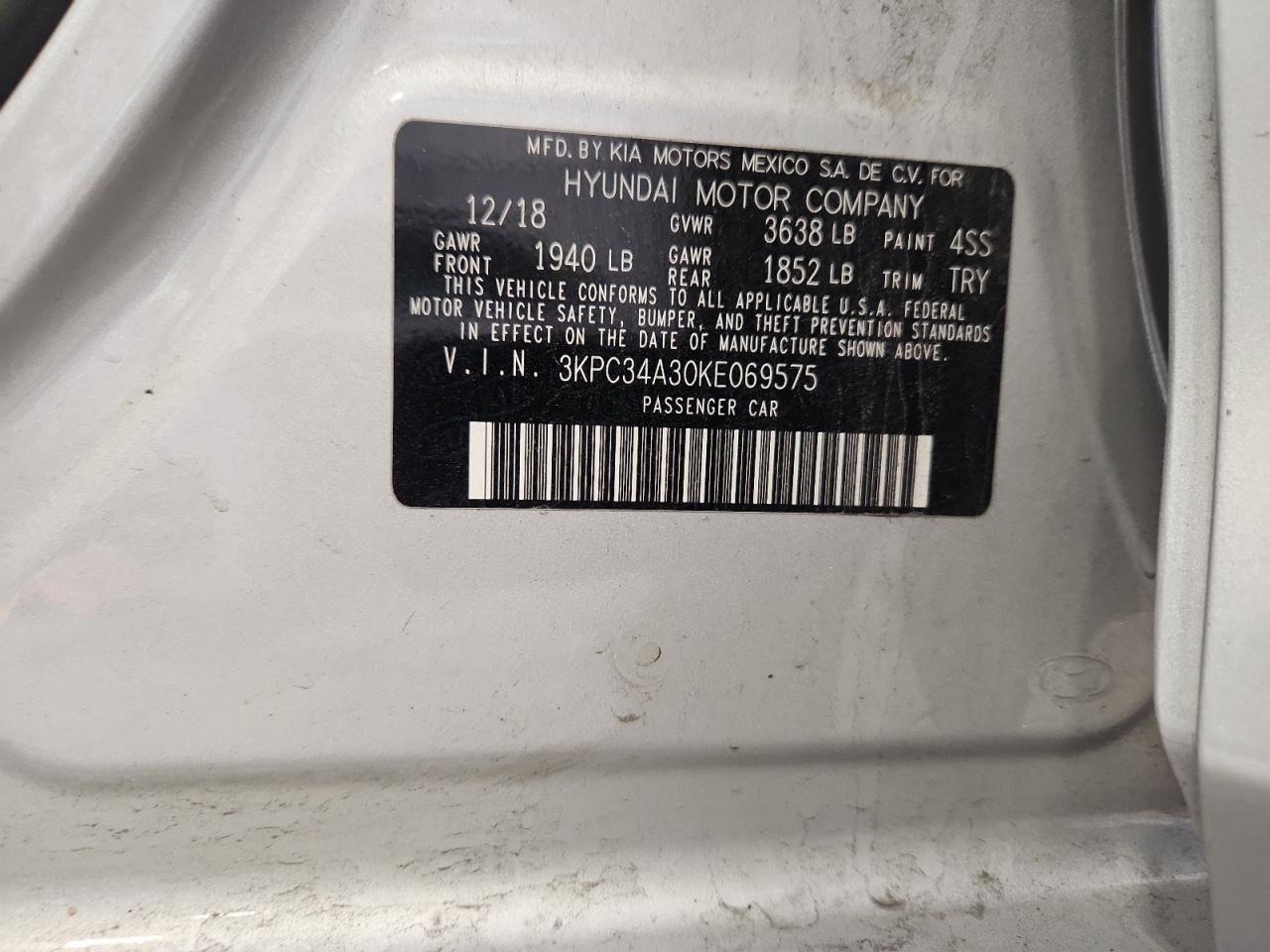 2019 Hyundai Accent Limited VIN: 3KPC34A30KE069575 Lot: 82078955