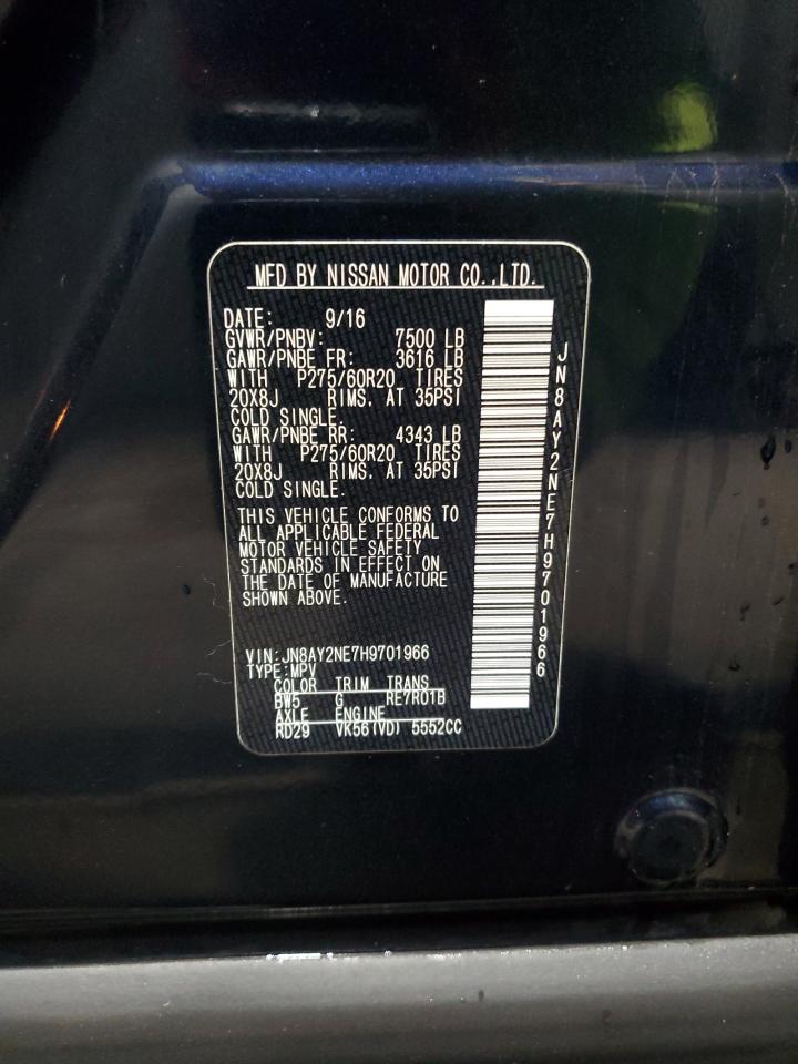 2017 Nissan Armada Platinum VIN: JN8AY2NE7H9701966 Lot: 84214815