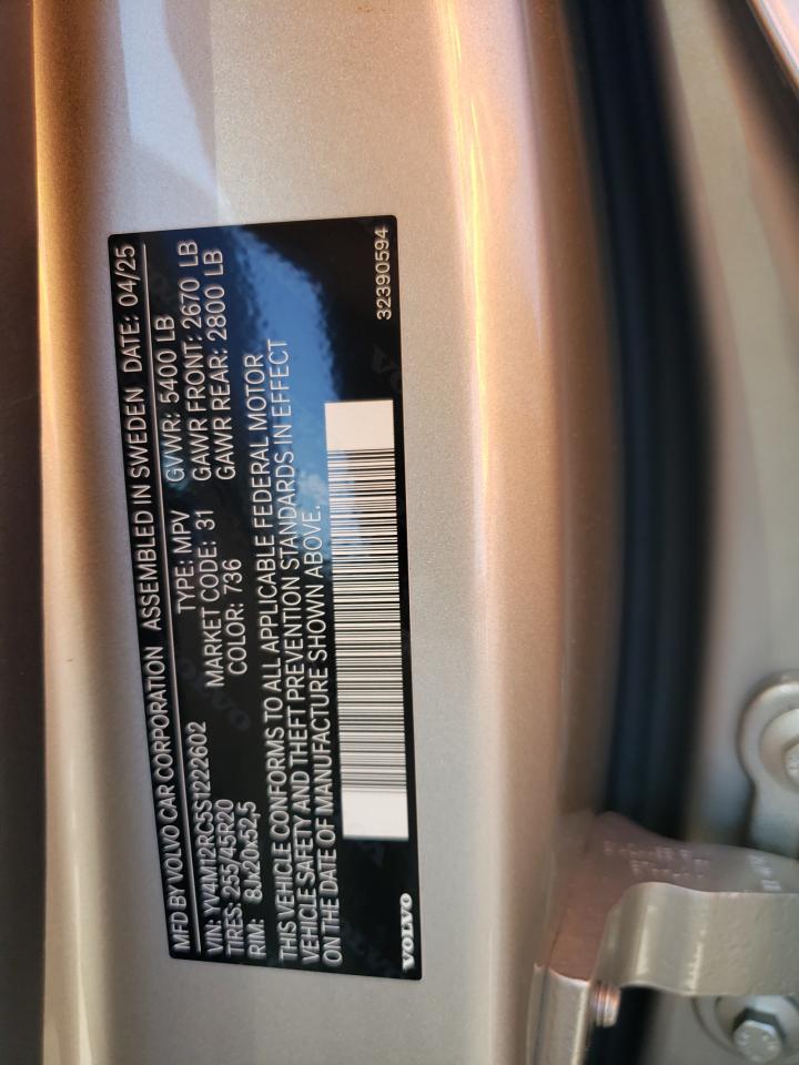 2025 Volvo Xc60 Plus VIN: YV4M12RC5S1222602 Lot: 80796255