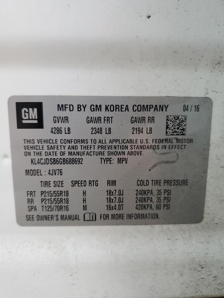 2016 Buick Encore Premium VIN: KL4CJDSB6GB688692 Lot: 81469695