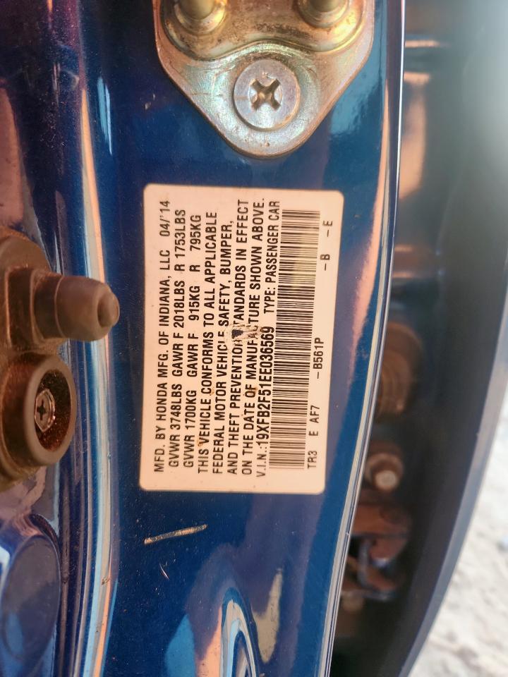 2014 Honda Civic Lx VIN: 19XFB2F51EE036569 Lot: 80565535