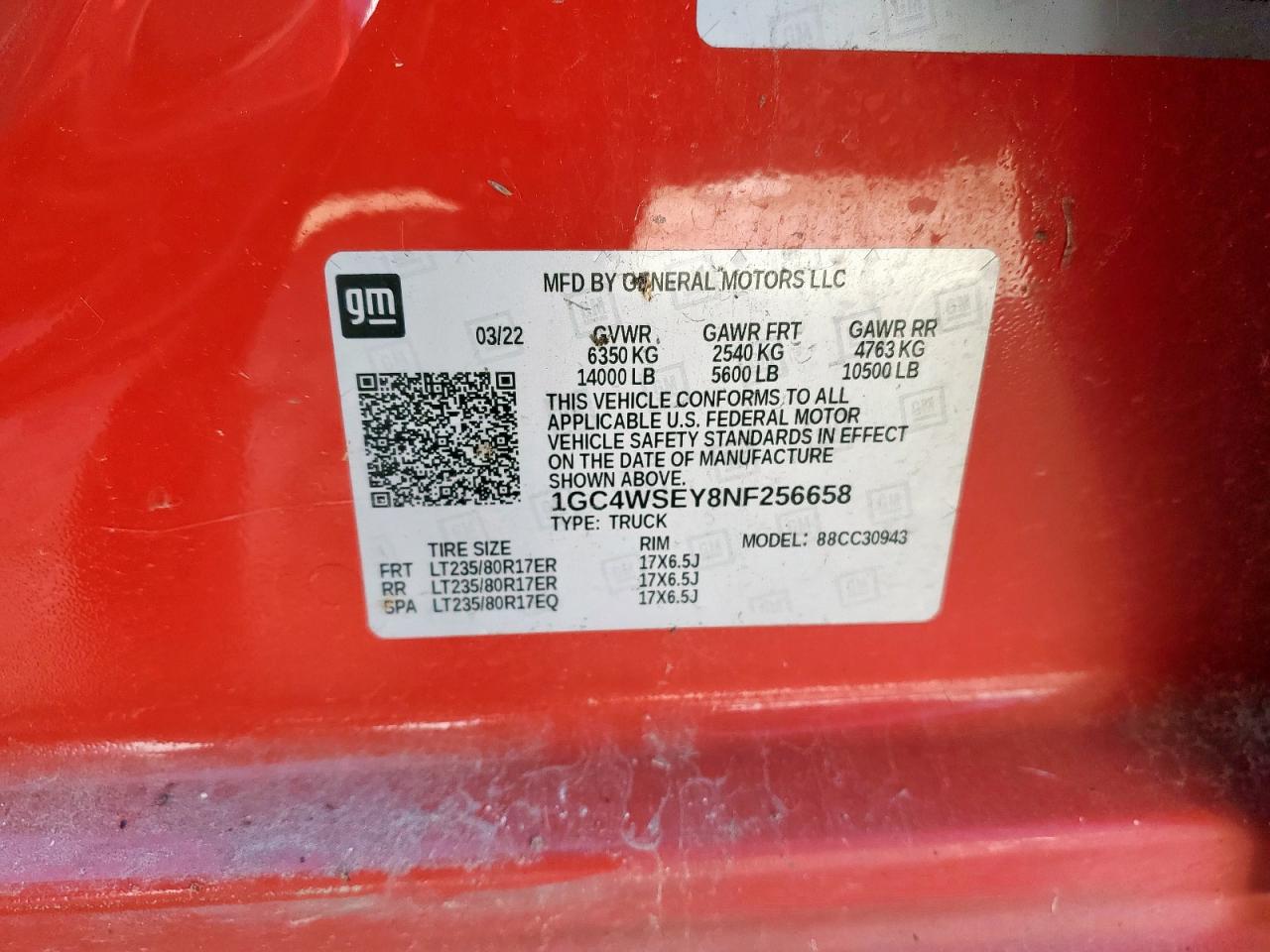 2022 Chevrolet Silverado C3500 Lt VIN: 1GC4WSEY8NF256658 Lot: 84641665