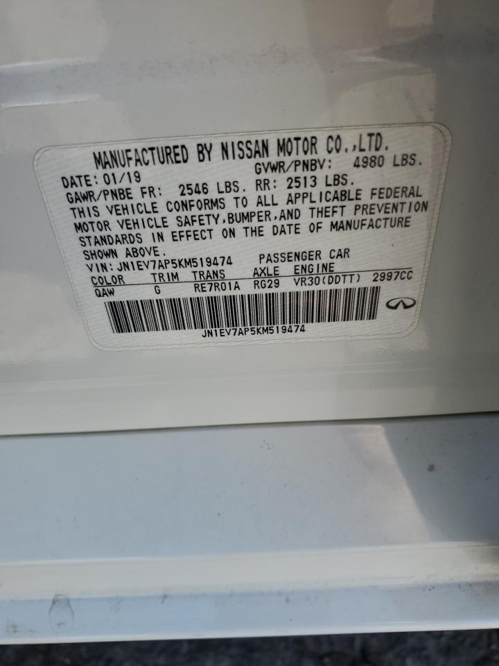 2019 Infiniti Q50 Luxe VIN: JN1EV7AP5KM519474 Lot: 80923645