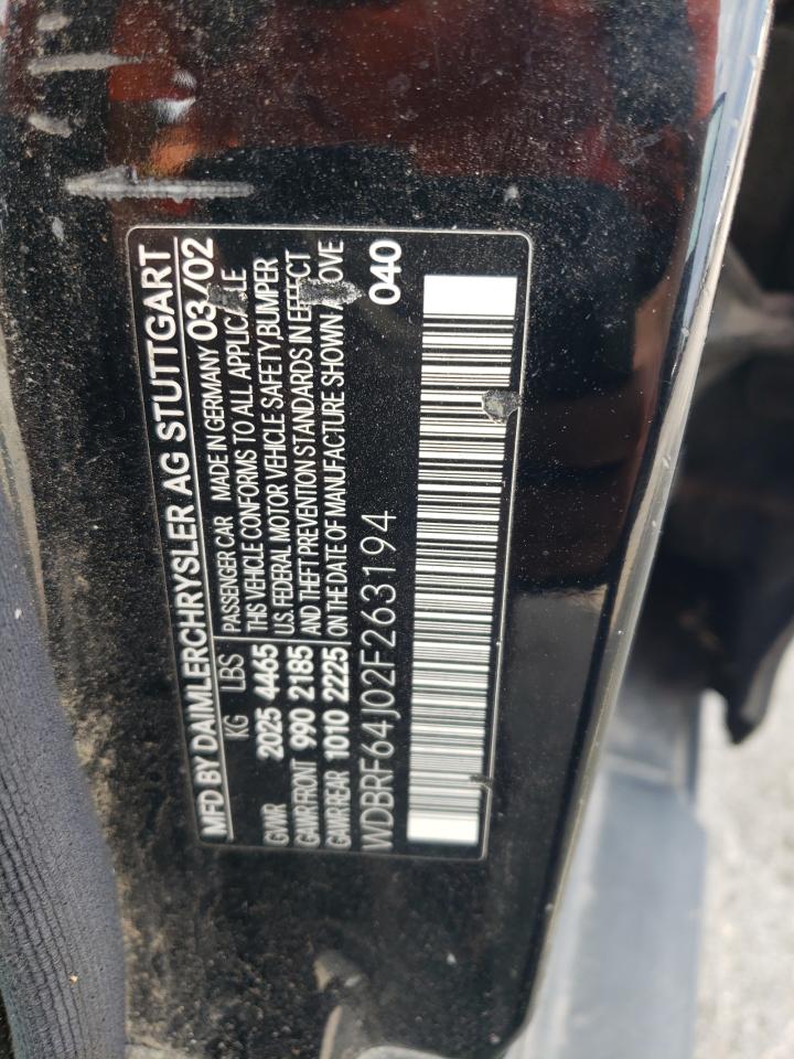 2002 Mercedes-Benz C 320 VIN: WDBRF64J02F263194 Lot: 71306345