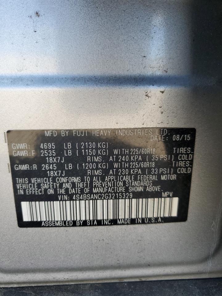 2016 Subaru Outback 2.5I Limited VIN: 4S4BSANC2G3215329 Lot: 81096405