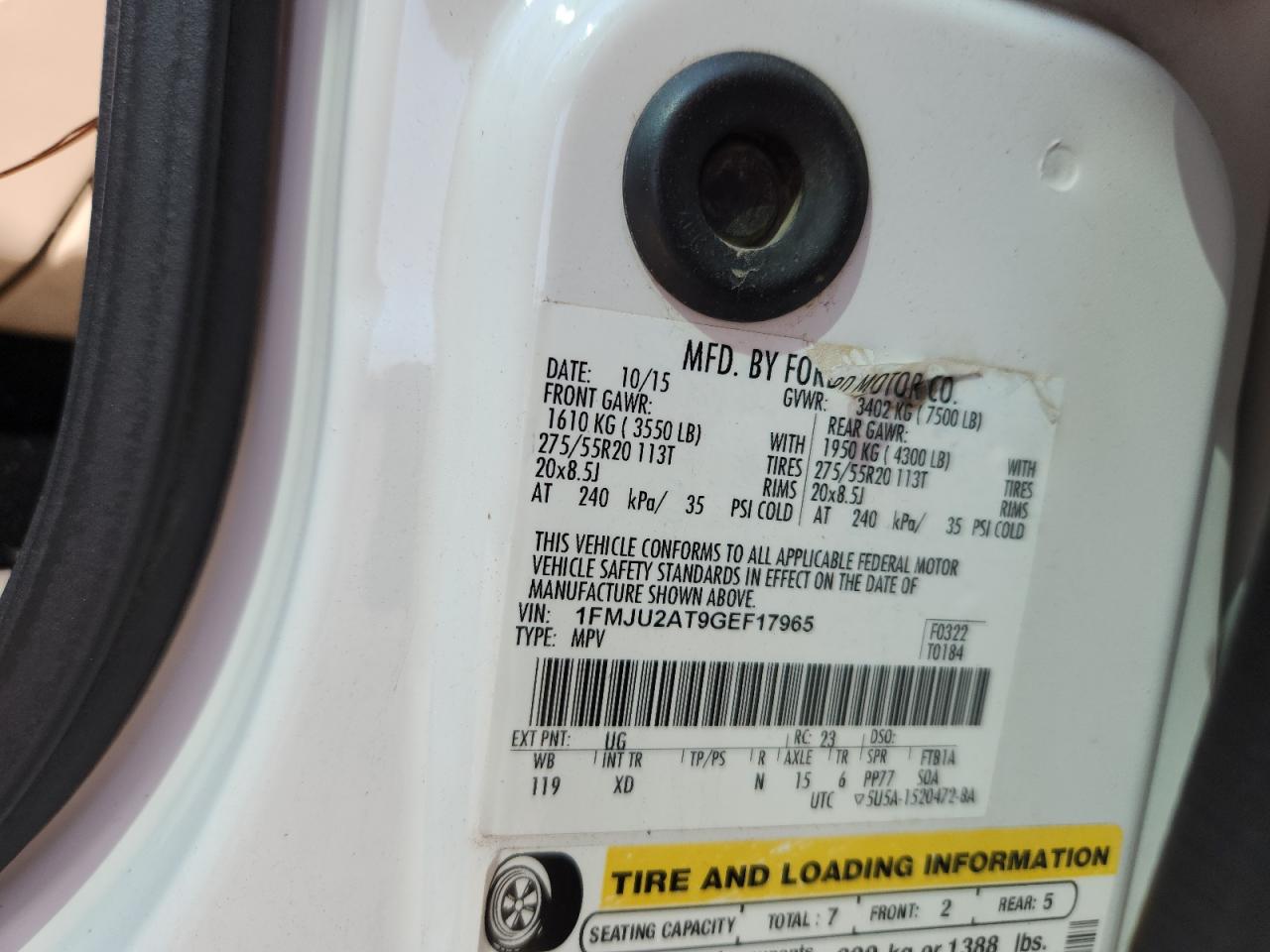 2016 Ford Expedition Limited VIN: 1FMJU2AT9GEF17965 Lot: 81258395