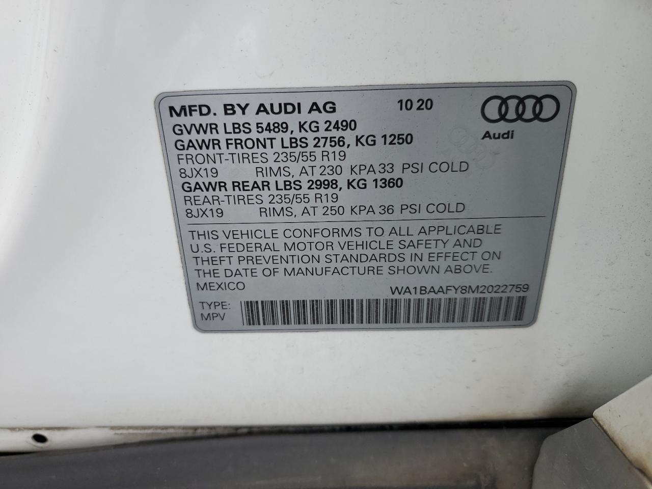 2021 Audi Q5 Premium Plus VIN: WA1BAAFY8M2022759 Lot: 81940905