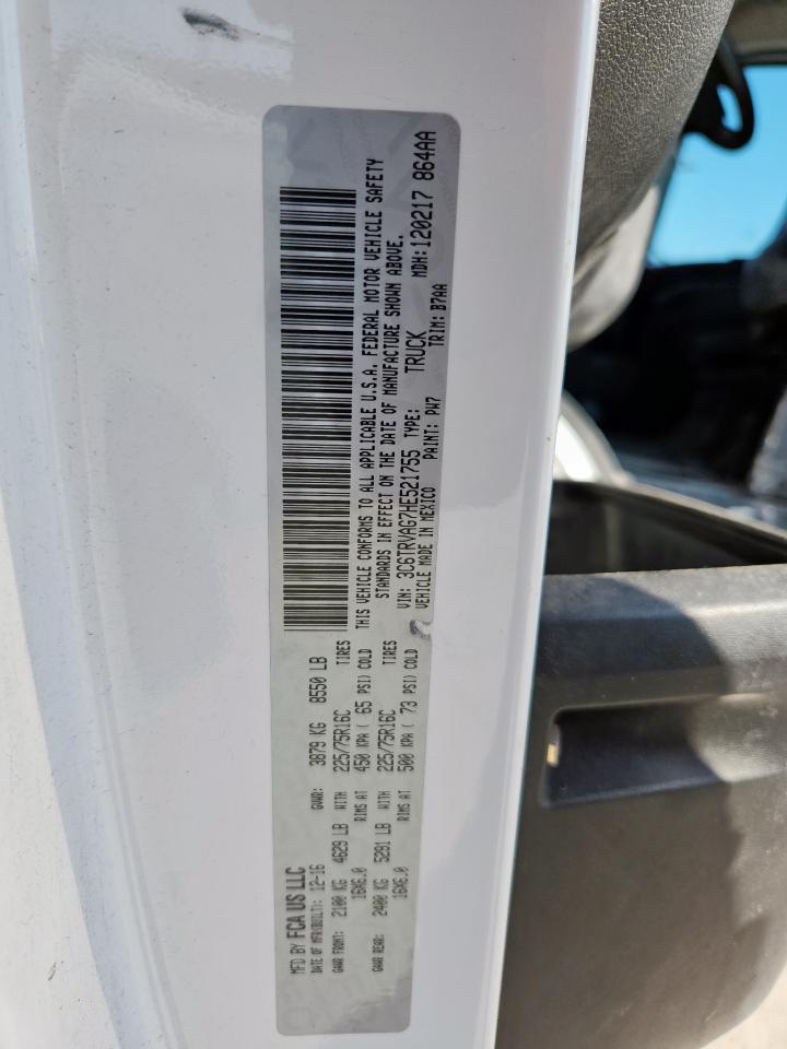 2017 Ram Promaster 1500 1500 Standard VIN: 3C6TRVAG7HE521755 Lot: 82160265