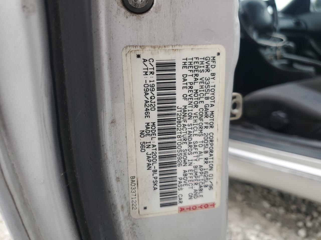 1996 Toyota Celica St VIN: JT2DB02T8T0055926 Lot: 81804295