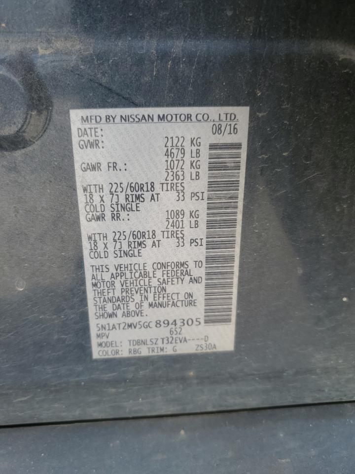 2016 Nissan Rogue S VIN: 5N1AT2MV5GC894305 Lot: 80637805