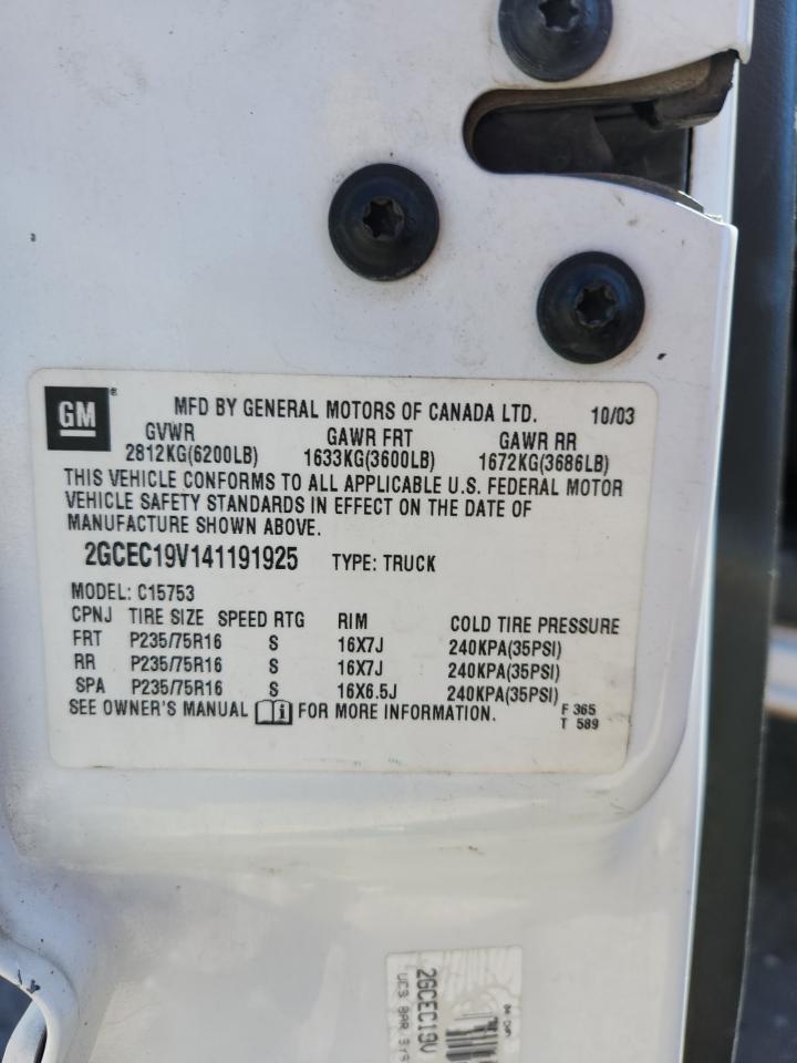 2004 Chevrolet Silverado C1500 VIN: 2GCEC19V141191925 Lot: 84394835