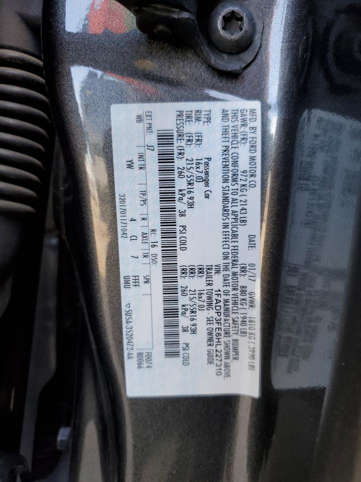 2017 Ford Focus Se VIN: 1FADP3FE6HL227310 Lot: 81876505