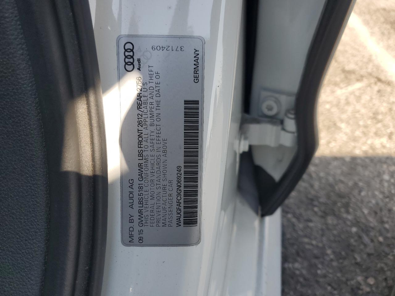 2016 Audi A6 Premium Plus VIN: WAUGFAFC9GN069249 Lot: 83753105