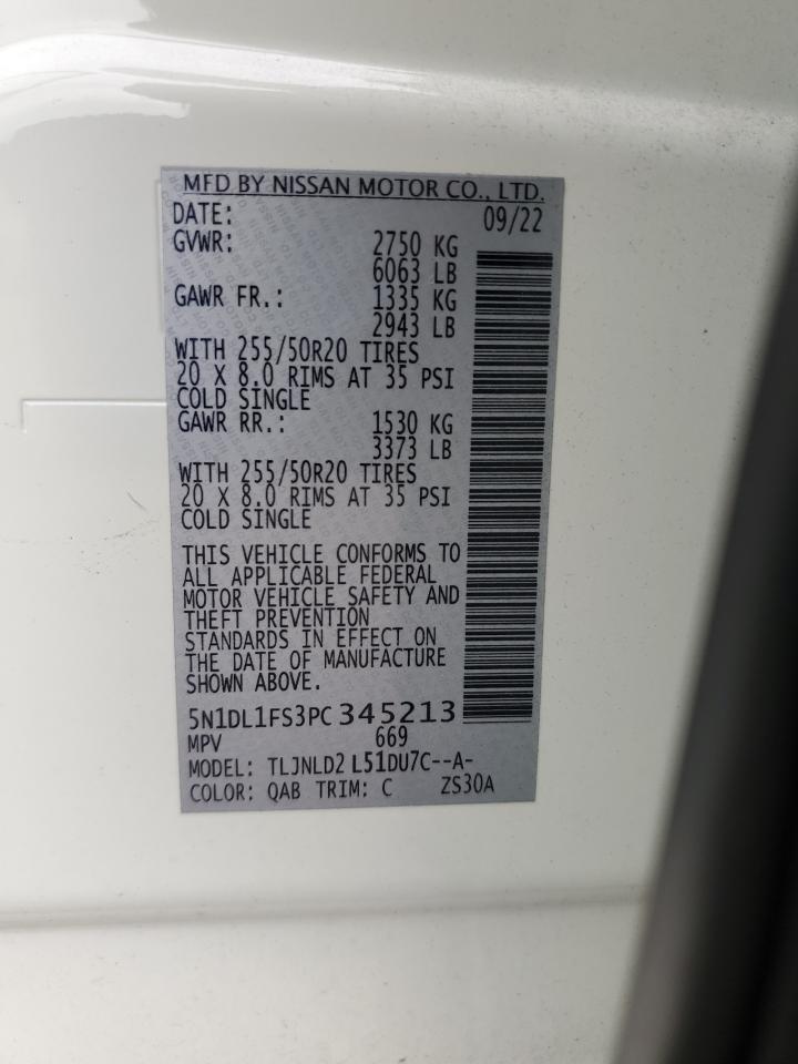 2023 Infiniti Qx60 Luxe VIN: 5N1DL1FS3PC345213 Lot: 80549725