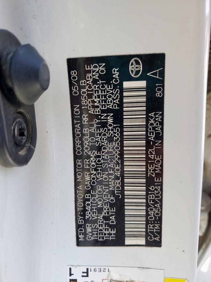 2009 Toyota Corolla Base VIN: JTDBL40E299053651 Lot: 80360825