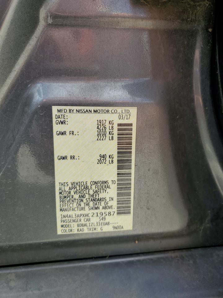 2017 Nissan Altima 2.5 VIN: 1N4AL3APXHC219587 Lot: 72059895