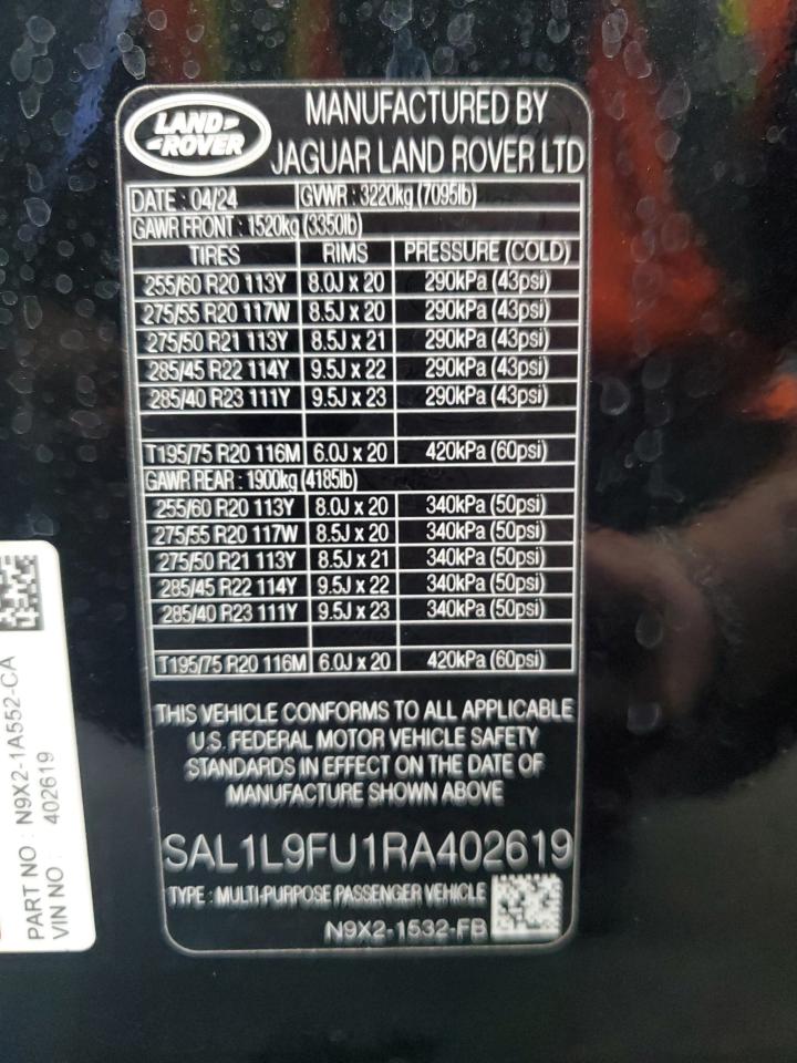 2024 Land Rover Range Rover Sport Dynamic Se VIN: SAL1L9FU1RA402619 Lot: 82056075